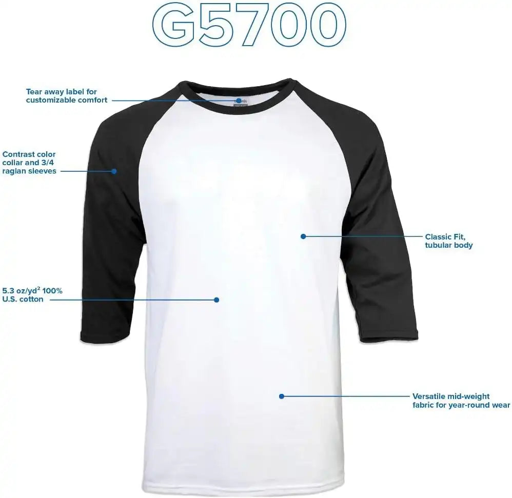 Gildan Men's Heavy Cotton 3/4 Raglan T-shirt, Style G5700, 2-pack