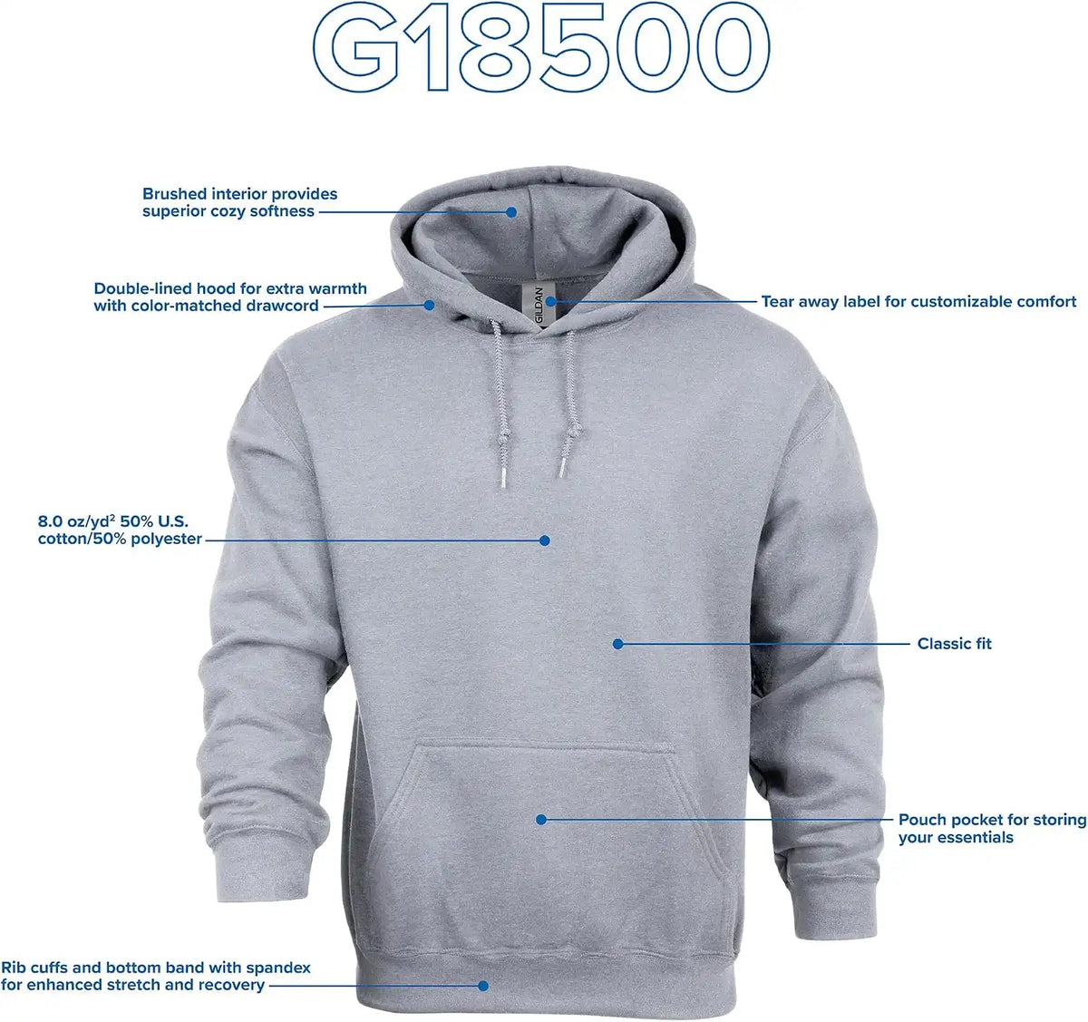 Gildan Adult Fleece Hoodie Sweatshirt, Style G18500, Multipack