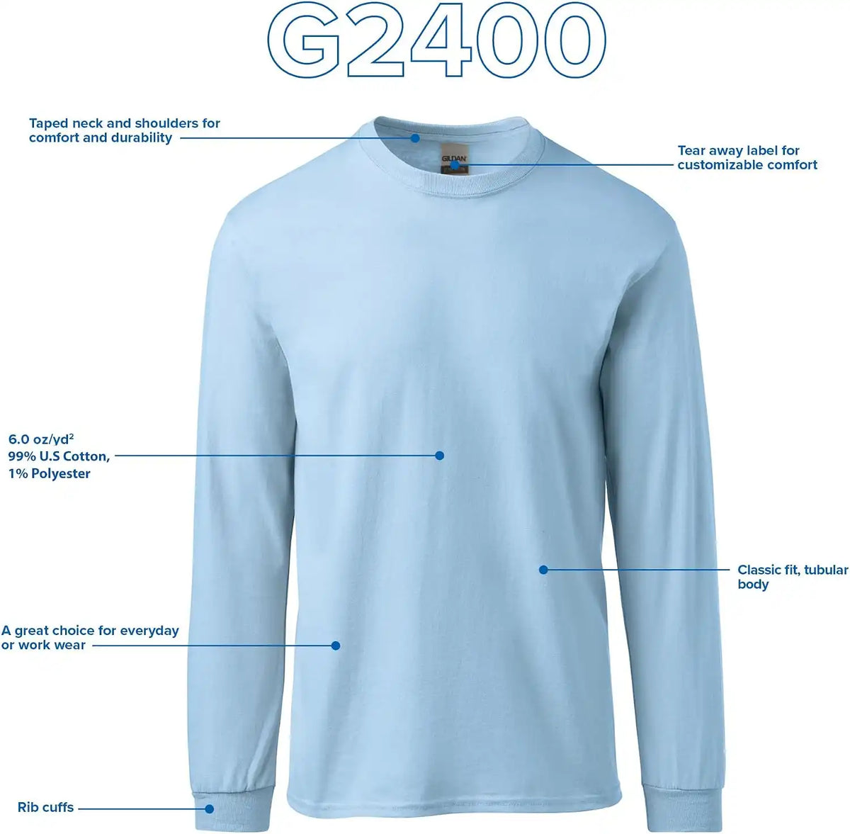 Gildan Adult Ultra Cotton Long Sleeve T-Shirt, Style G2400, Multipack