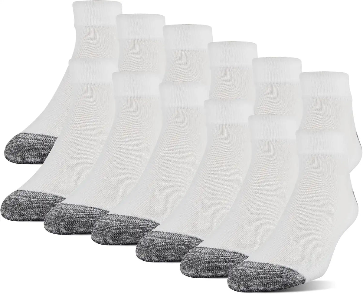 Gildan Men's Polyester Half Cushion Low Cut Socks, 12-pack