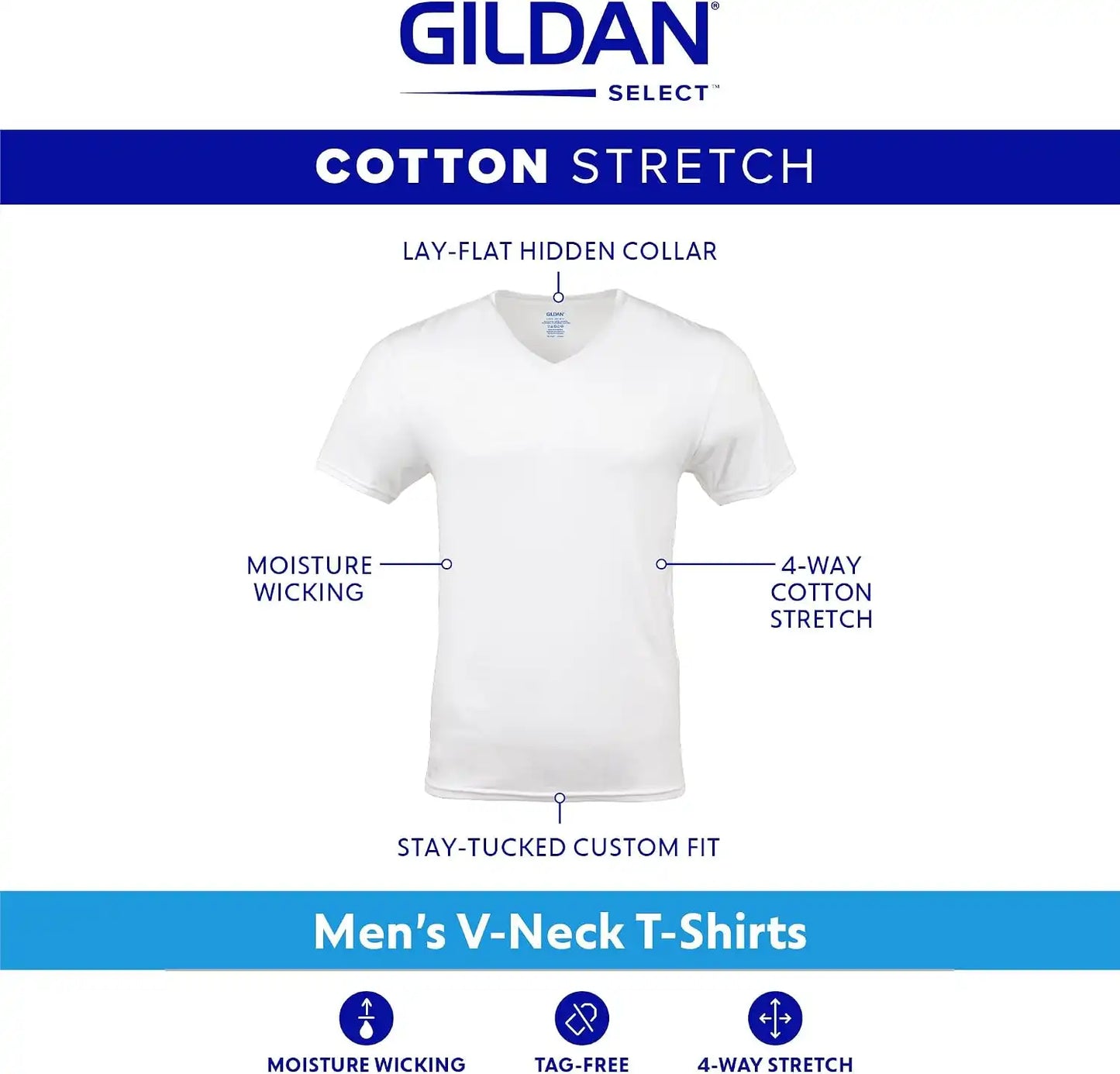 Gildan Men's Cotton Stretch T-Shirts, Multipack