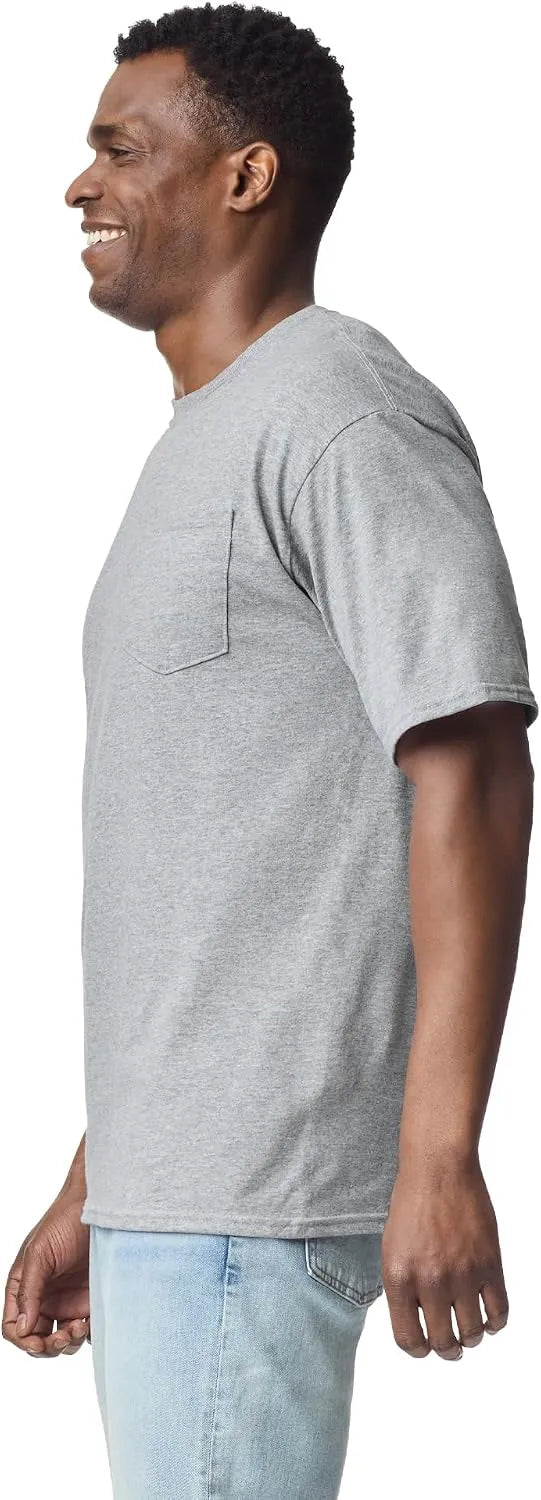 Gildan Unisex Adult DryBlend Workwear T-Shirts with Pocket, 2-Pack