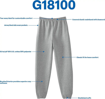 Gildan Adult Fleece Elastic Bottom Sweatpants with Pockets, Style G18100