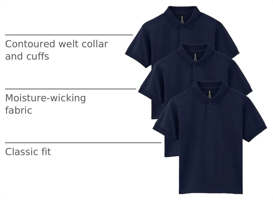 Gildan Kids' DryBlend Short Sleeve Polo, Style G8800b, 3-Pack