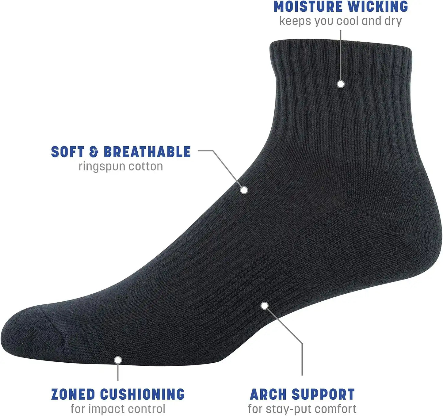 Gildan Men's Active Cotton Ankle Socks (10-Pack)