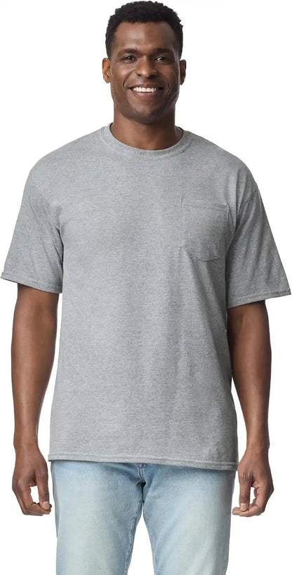 Gildan Unisex Adult DryBlend Workwear T-Shirts with Pocket, 2-Pack