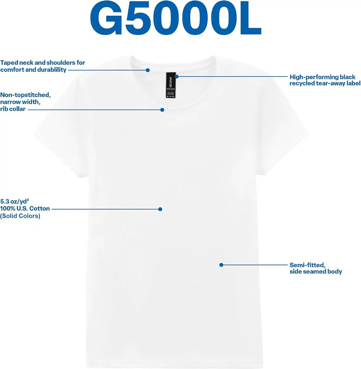 Gildan Women's Heavy Cotton T-Shirt, Style G5000L, 2-Pack