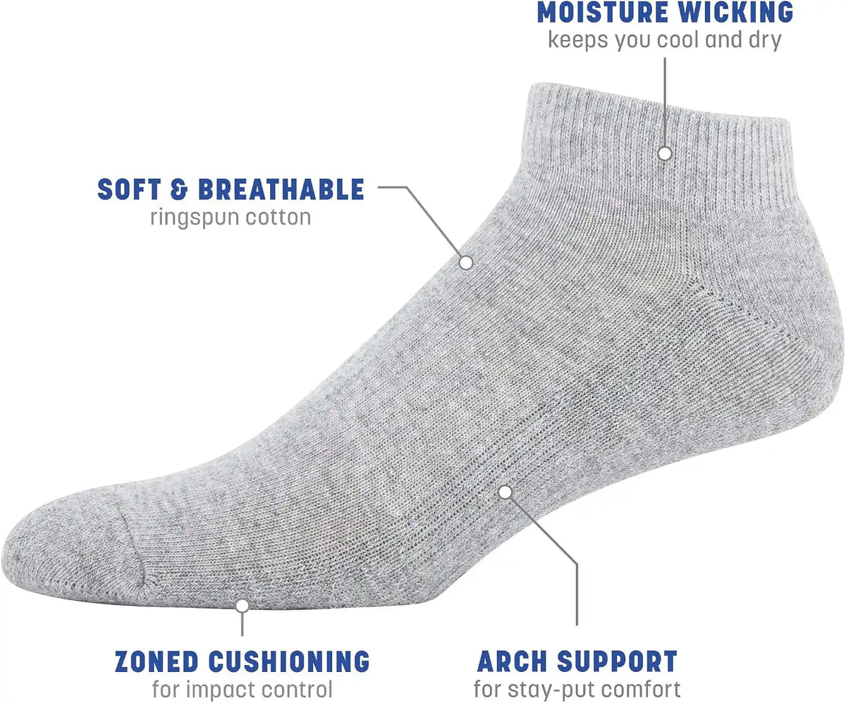 Gildan Men's Active Cotton Low Cut Socks (10-Pairs)
