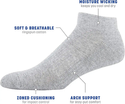 Gildan Men's Active Cotton Low Cut Socks (10-Pairs)