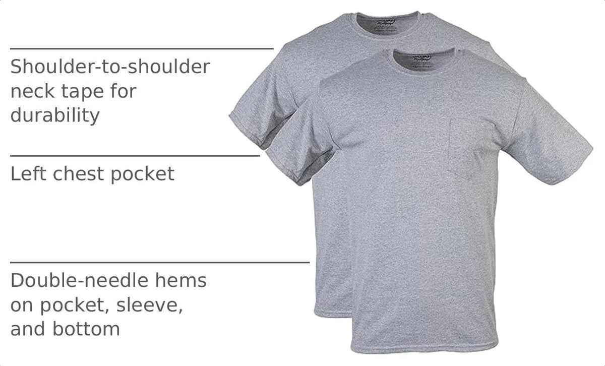 Gildan Unisex Adult DryBlend Workwear T-Shirts with Pocket, 2-Pack