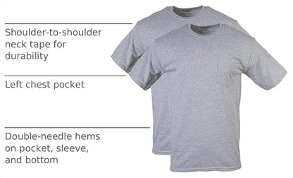 Gildan Unisex Adult DryBlend Workwear T-Shirts with Pocket, 2-Pack