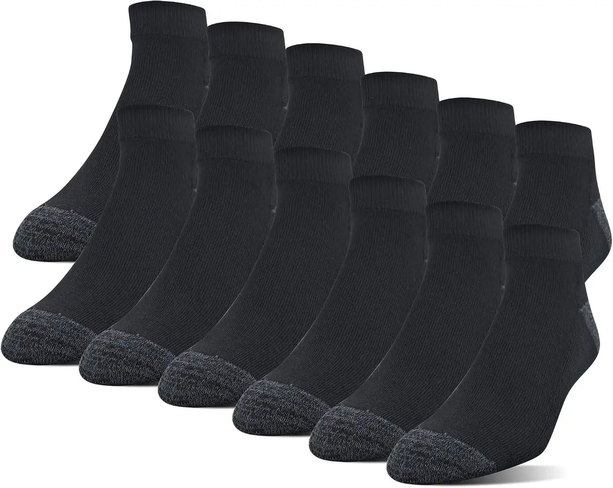 Gildan Men's Polyester Half Cushion Low Cut Socks, 12-pack
