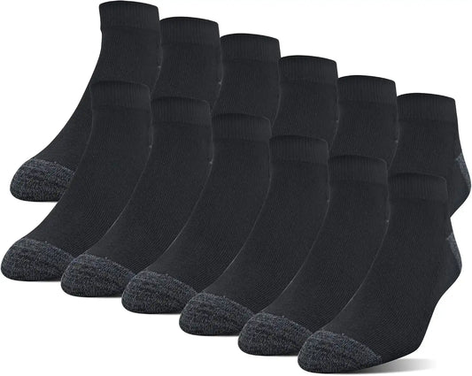 Gildan Men's Polyester Half Cushion Low Cut Socks, 12-pack