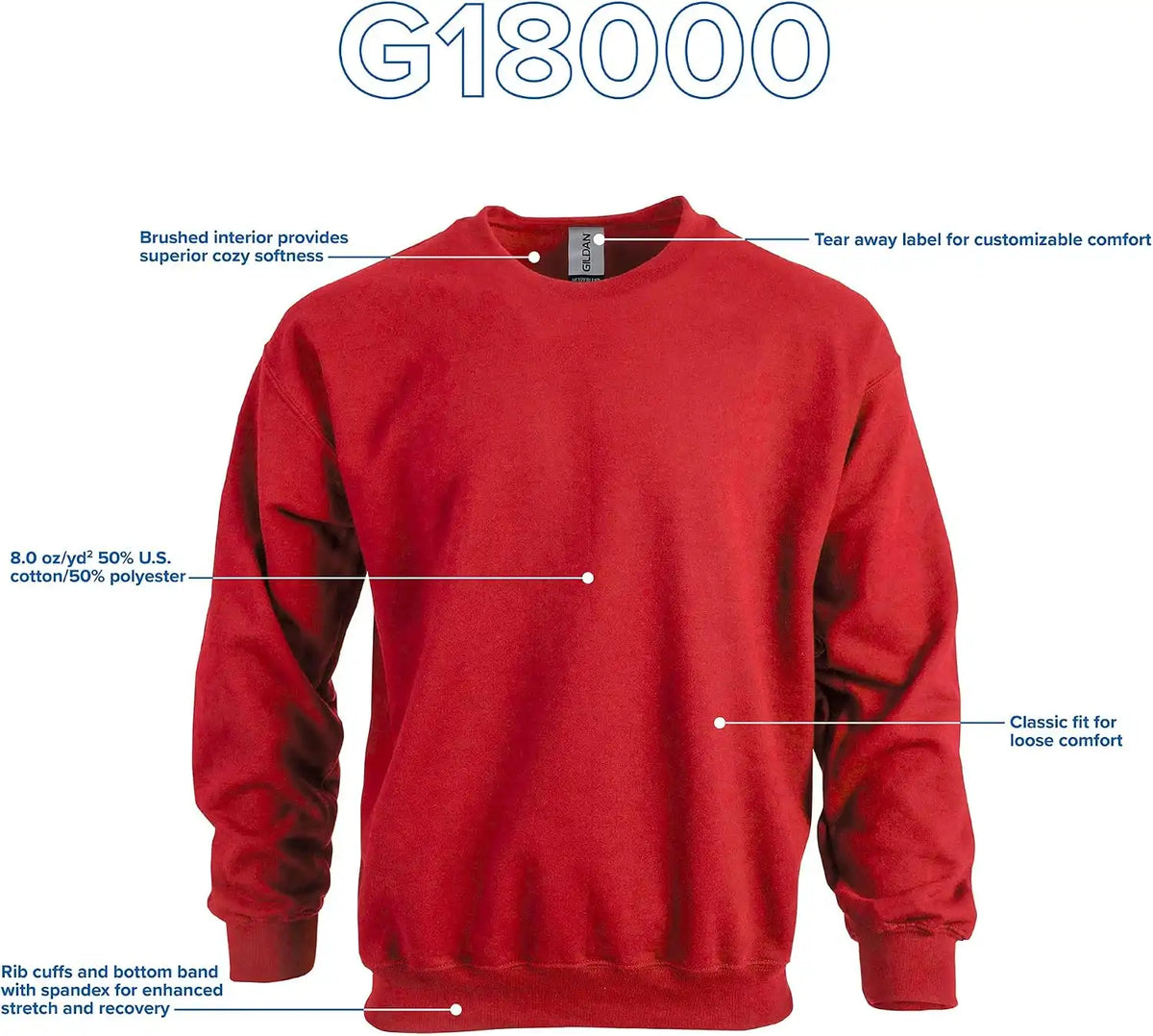 Gildan Unisex Adult Fleece Crewneck Sweatshirt, Style G18000, Multipack