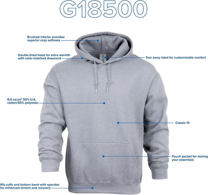 Gildan Adult Fleece Hoodie Sweatshirt, Style G18500, Multipack