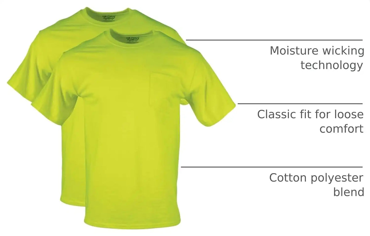 Gildan Unisex Adult DryBlend Workwear T-Shirts with Pocket, 2-Pack