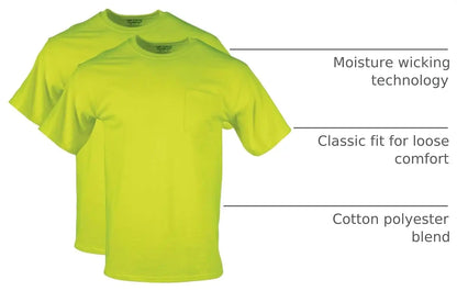 Gildan Unisex Adult DryBlend Workwear T-Shirts with Pocket, 2-Pack