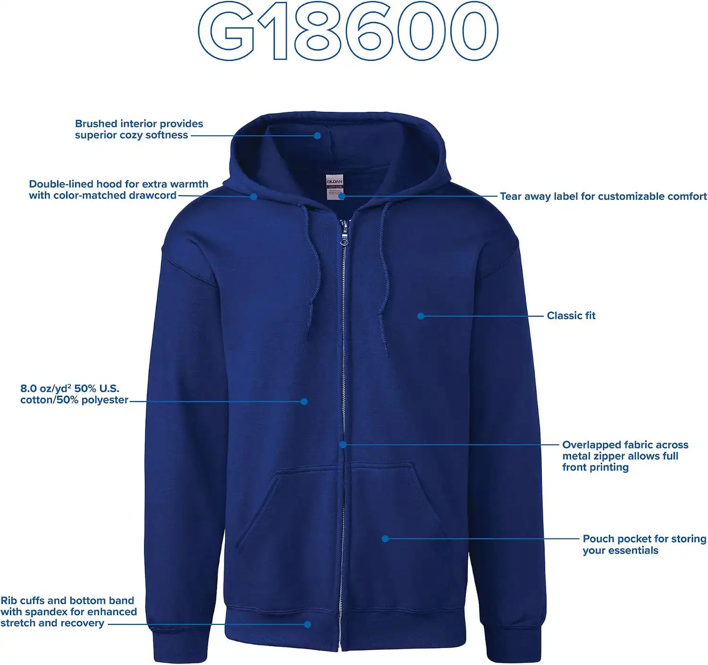 Gildan unisex-adult Fleece Zip Hoodie Sweatshirt, Style G18600, Multipack