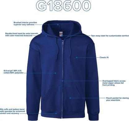 Gildan unisex-adult Fleece Zip Hoodie Sweatshirt, Style G18600, Multipack