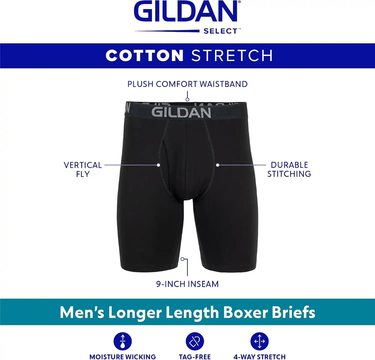 Gildan Men's Underwear Cotton Stretch Boxer Briefs, Multipack