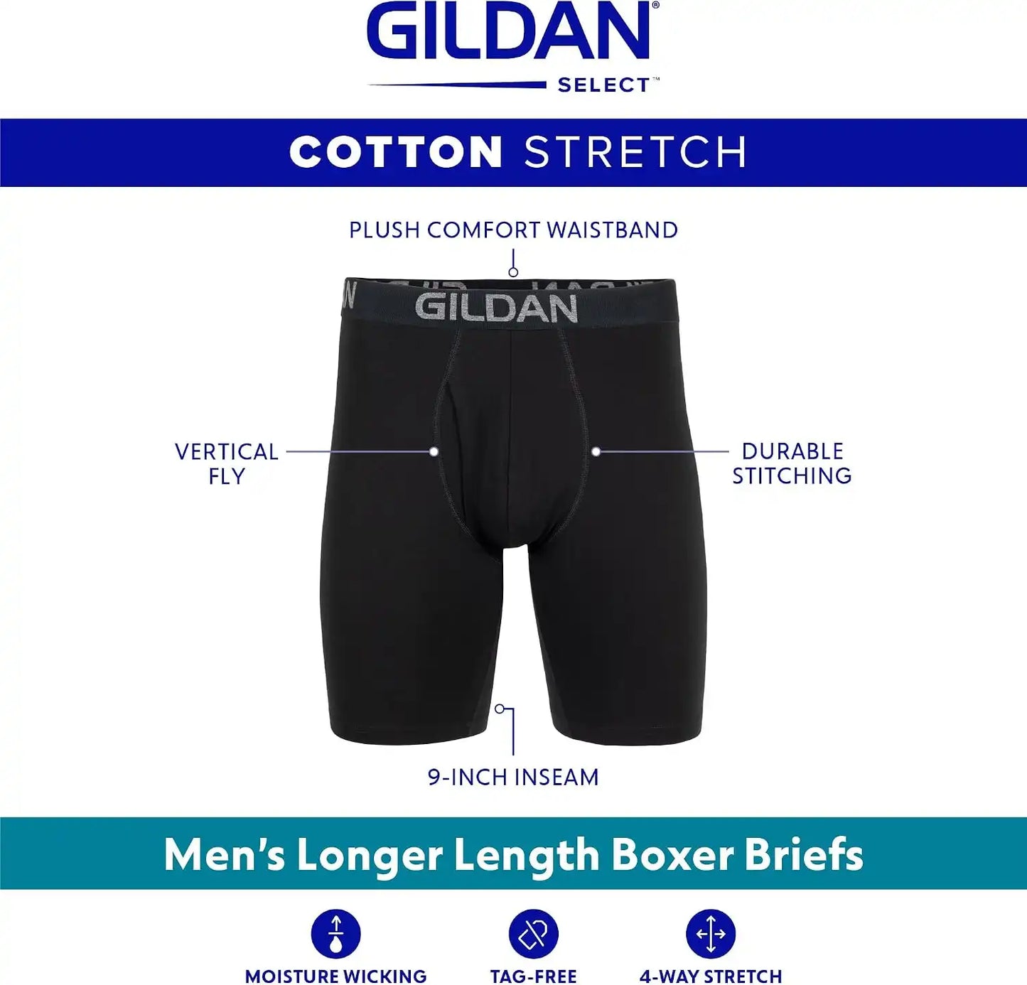 Gildan Men's Underwear Cotton Stretch Boxer Briefs, Multipack