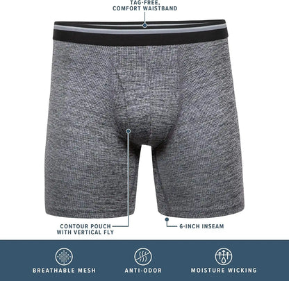 Gildan Men's Underwear Performance DriftKnit Modern Boxer Briefs, 2-Pack