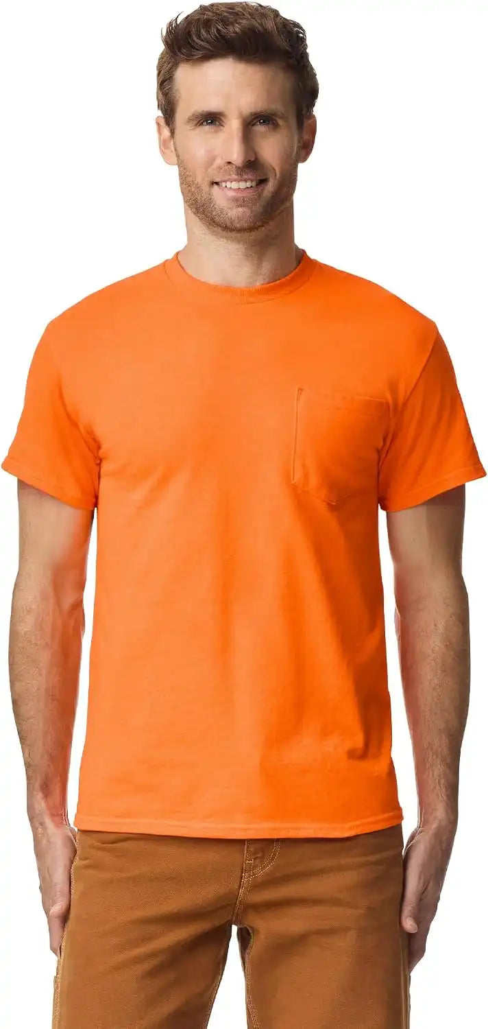 Gildan Unisex Adult DryBlend Workwear T-Shirts with Pocket, 2-Pack