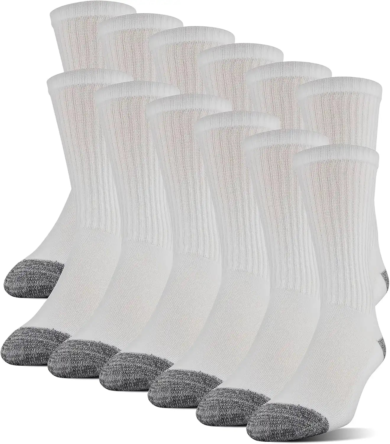 Gildan Men's Polyester Half Cushion Crew Socks, 12-pairs