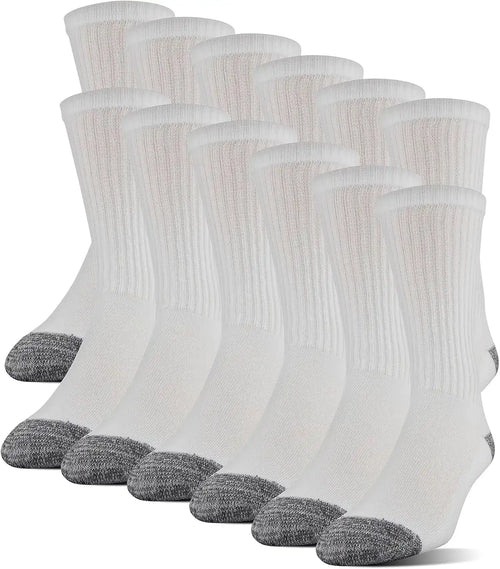 Gildan Men's Polyester Half Cushion Crew Socks, 12-pairs