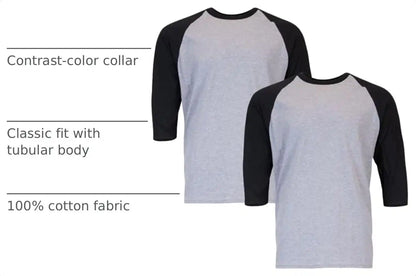 Gildan Men's Heavy Cotton 3/4 Raglan T-shirt, Style G5700, 2-pack