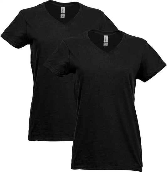 Gildan Women's Heavy Cotton V-Neck T-Shirt, 2-Pack