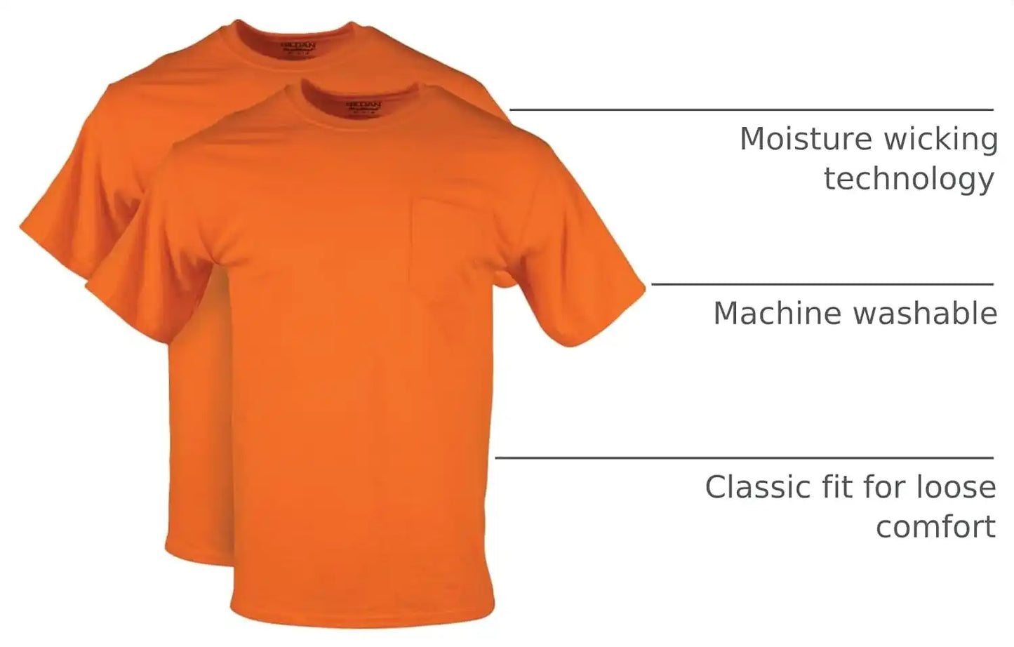 Gildan Unisex Adult DryBlend Workwear T-Shirts with Pocket, 2-Pack