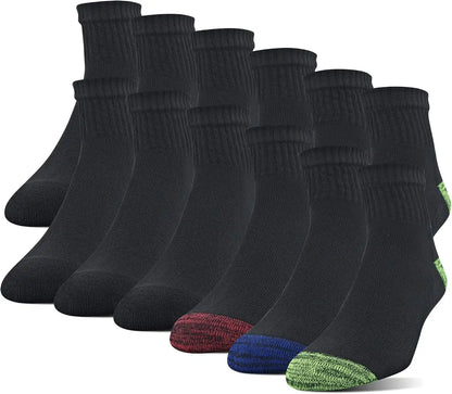 Gildan Men's Polyester Half Cushion Ankle Socks, 12-Pairs