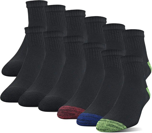 Gildan Men's Polyester Half Cushion Ankle Socks, 12-Pairs