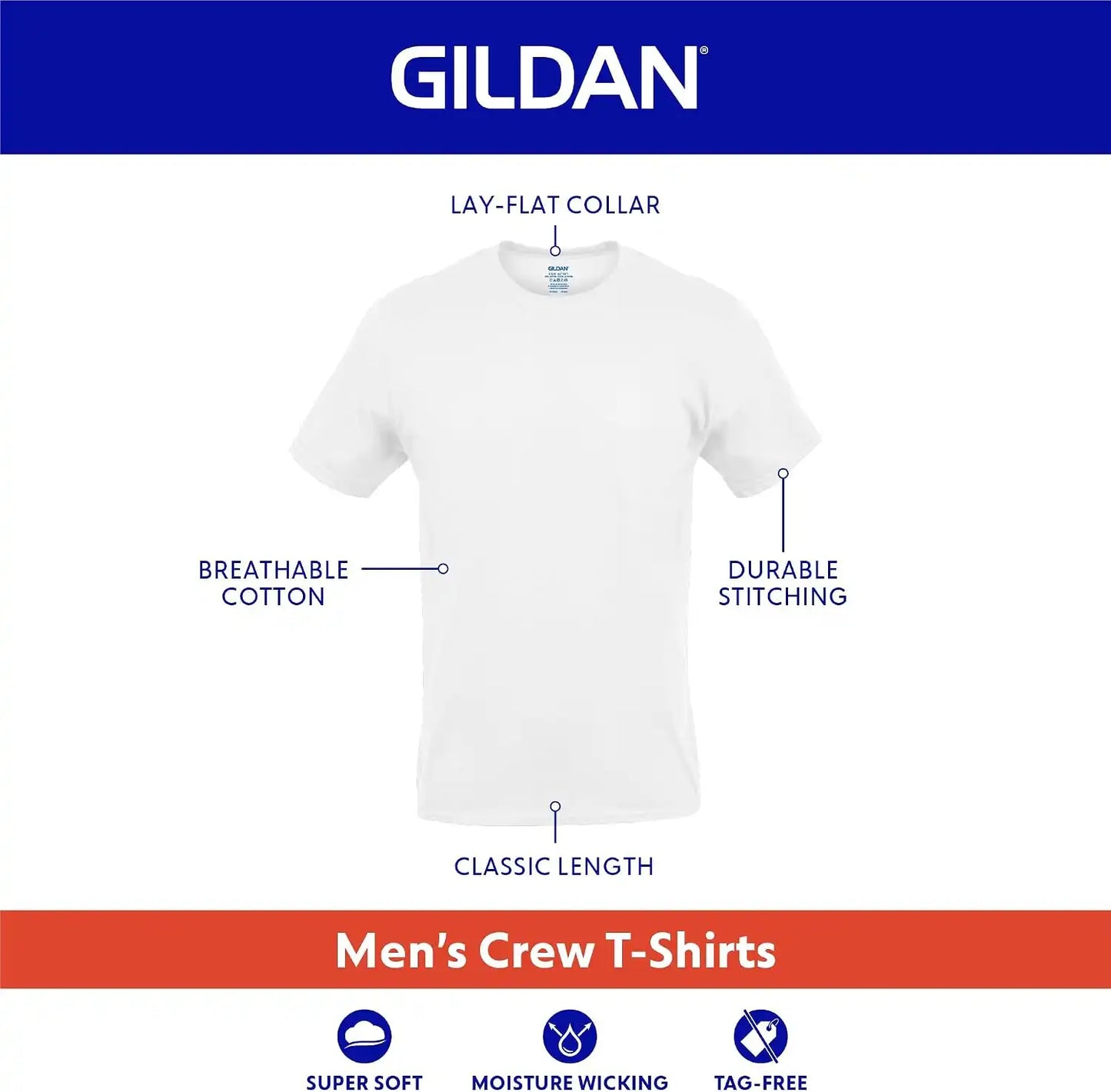 Gildan Men's Crew T-Shirts, Multipack, Style G1100