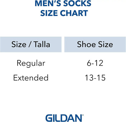Gildan Men's Polyester Half Cushion Mid-Crew Socks, 12-pack