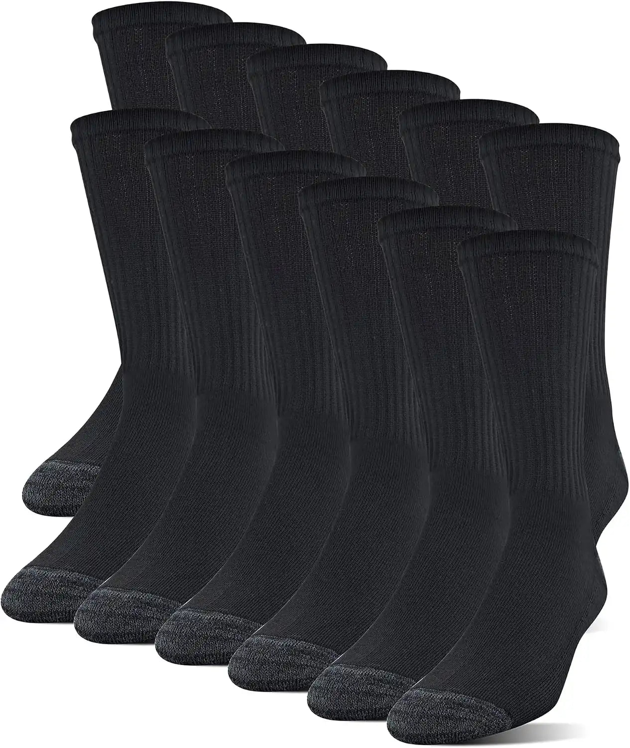 Gildan Men's Polyester Half Cushion Crew Socks, 12-pairs