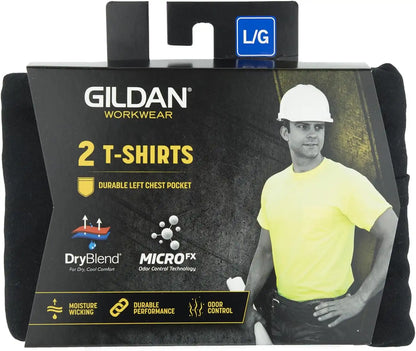 Gildan Unisex Adult DryBlend Workwear T-Shirts with Pocket, 2-Pack