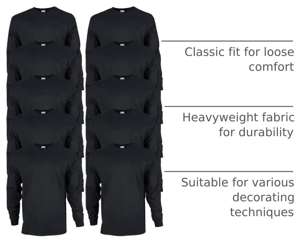 Gildan Adult Ultra Cotton Long Sleeve T-Shirt, Style G2400, Multipack