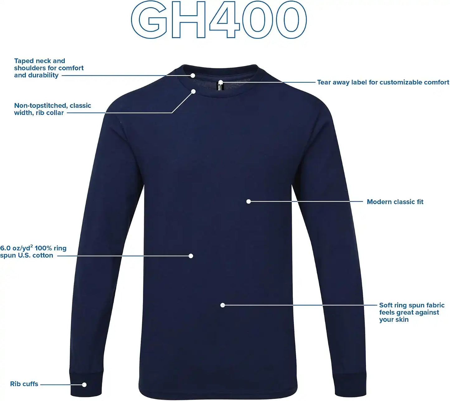 Gildan Hammer Adult Long Sleeve T-Shirt, 2-Pack, Style GH400