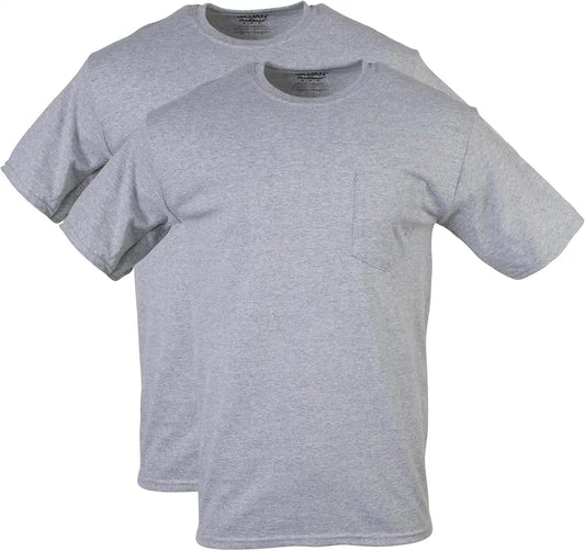 Gildan Unisex Adult DryBlend Workwear T-Shirts with Pocket, 2-Pack
