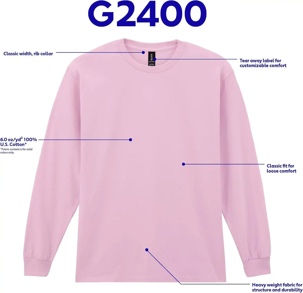Gildan Adult Ultra Cotton Long Sleeve T-Shirt, Style G2400, Multipack