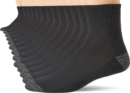 Gildan Men's Polyester Half Cushion Ankle Socks, 12-Pairs