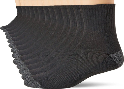 Gildan Men's Polyester Half Cushion Ankle Socks, 12-Pairs