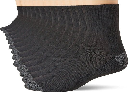 Gildan Men's Polyester Half Cushion Ankle Socks, 12-Pairs