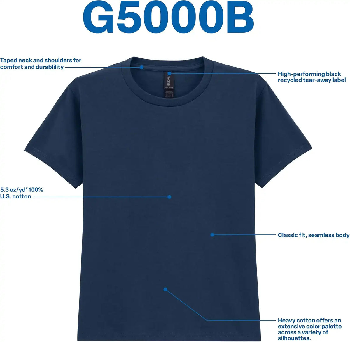 Gildan Unisex-Child Gildan Youth Heavy Cotton T-Shirt, Style G5000b, 2-Pack