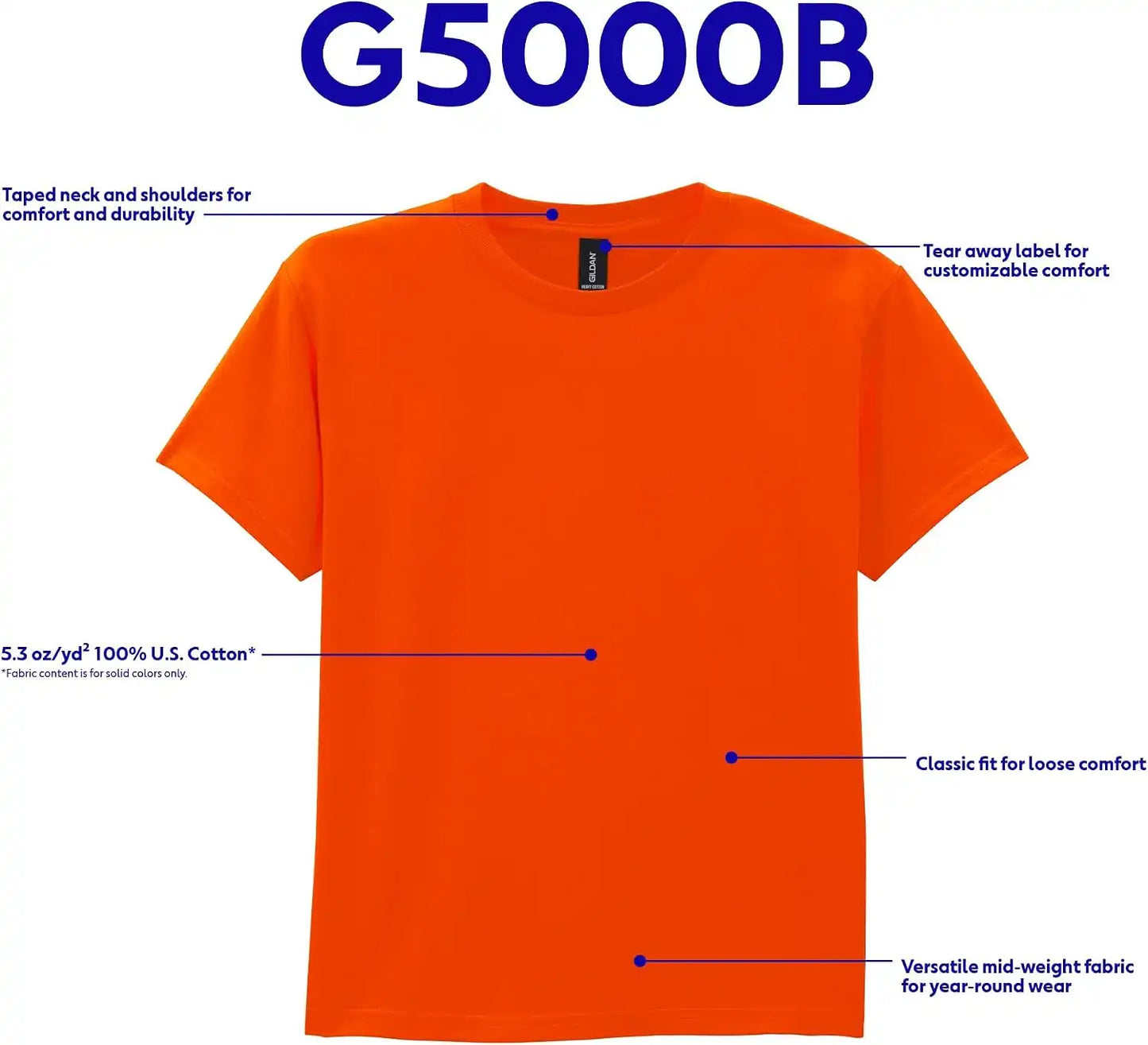 Gildan Youth Heavy Cotton T-Shirt, Style G5000B, 2-Pack