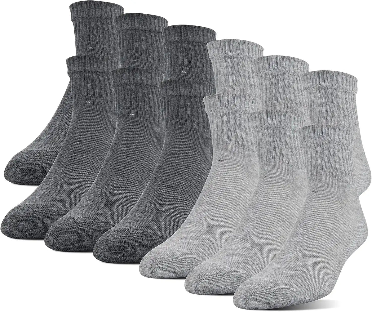 Gildan Men's Polyester Half Cushion Ankle Socks, 12-Pairs