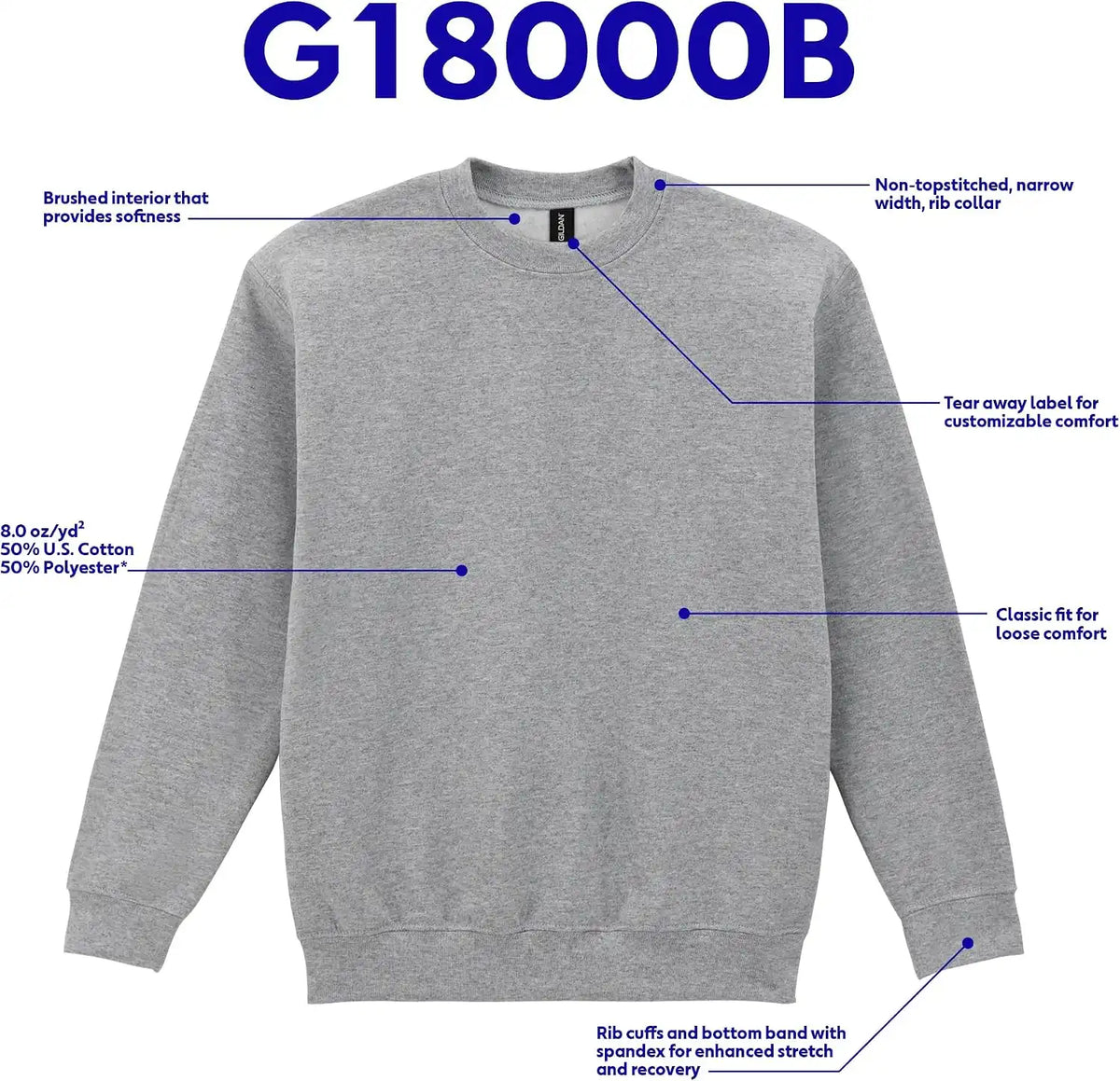 Gildan Kids' Fleece Crewneck Sweatshirt, Style G18000b