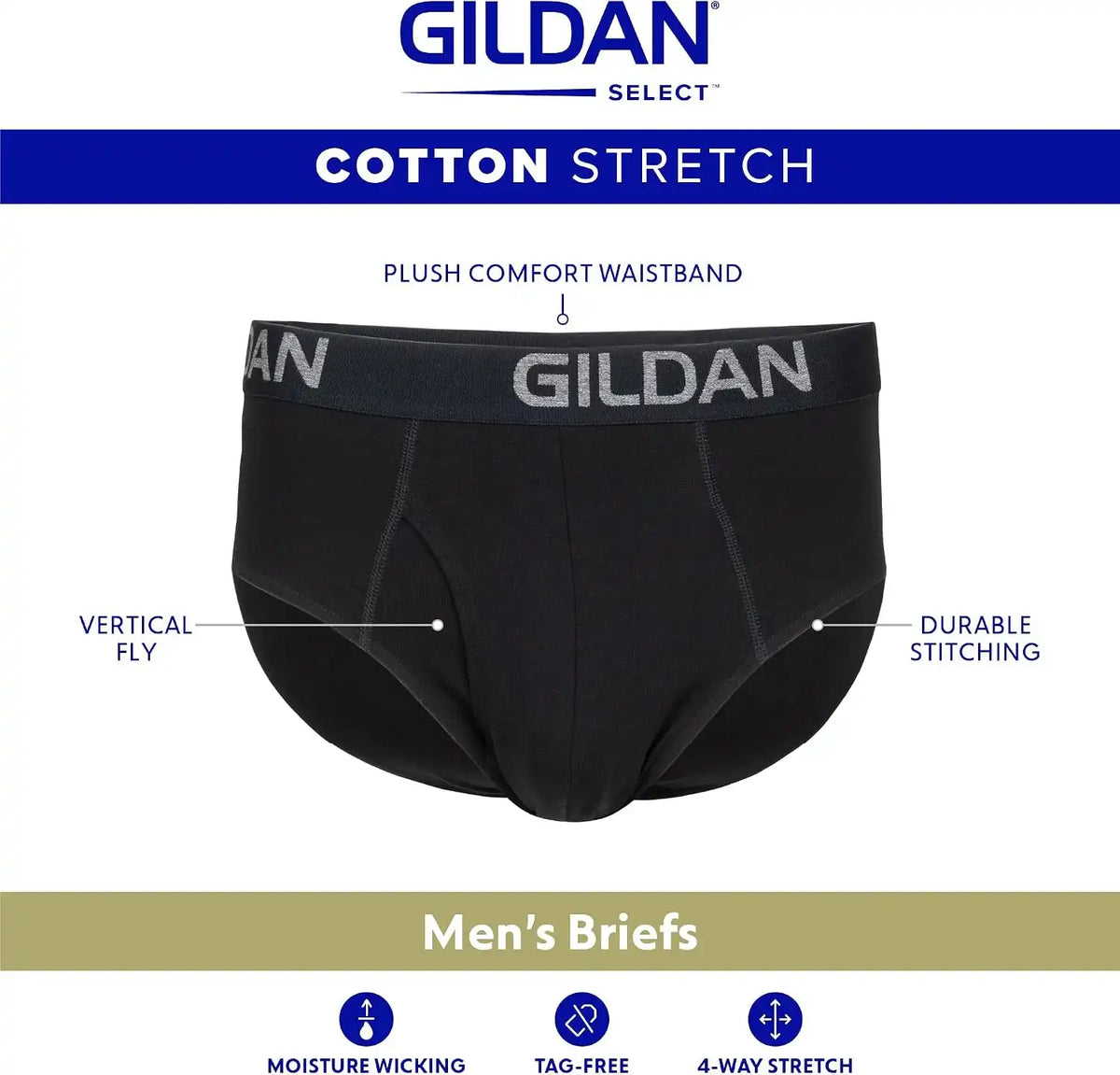 Gildan Men's Underwear Cotton Stretch Briefs, 5-Pack